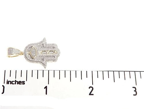 10K Gold Diamond Hamsa Pendant