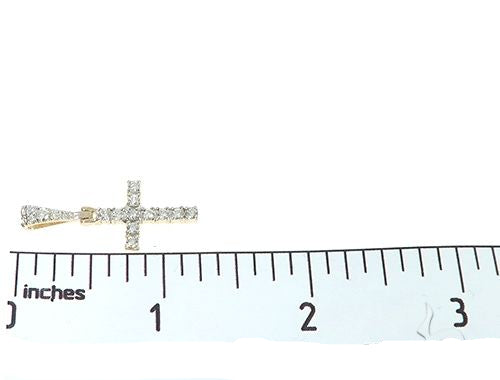 14K Yellow Gold Diamond Small Cross