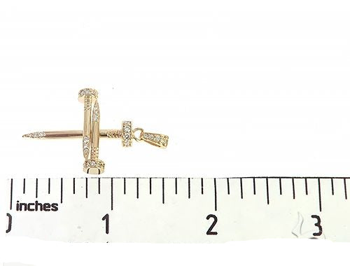 14k Gold Diamond Nail Cross Pendant
