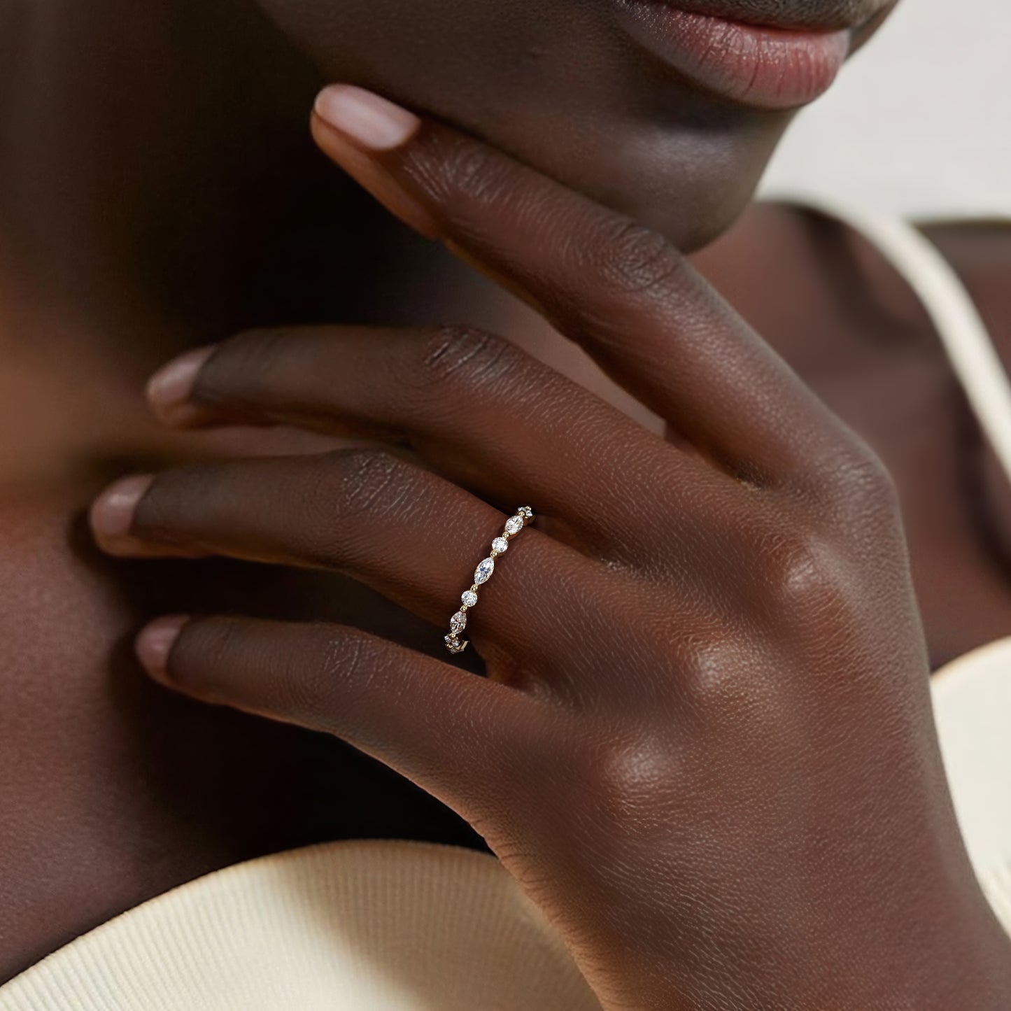Versailles Half Coverage Lab Diamond Ring (3/8 ct. tw.) in 14K Yellow Gold