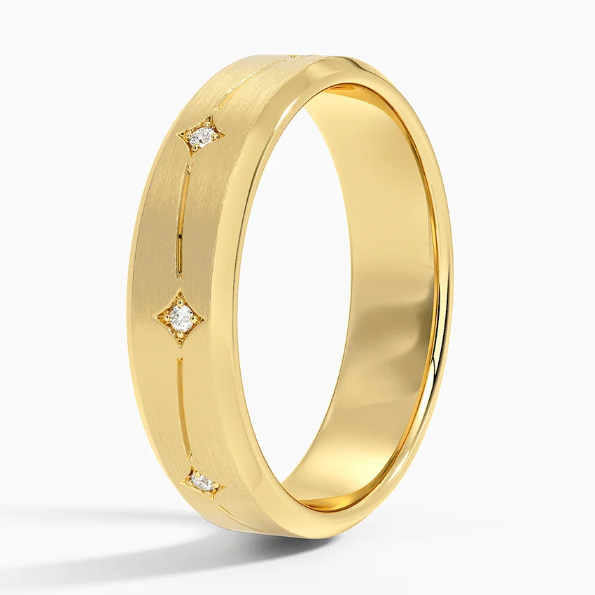 Luxe Cosmos Diamond 5.5mm Wedding Ring in 18K Yellow Gold