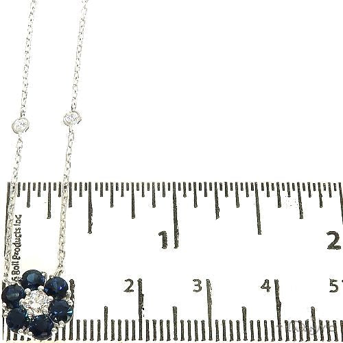 Water Sapphire Diamond Flower Necklace 67226