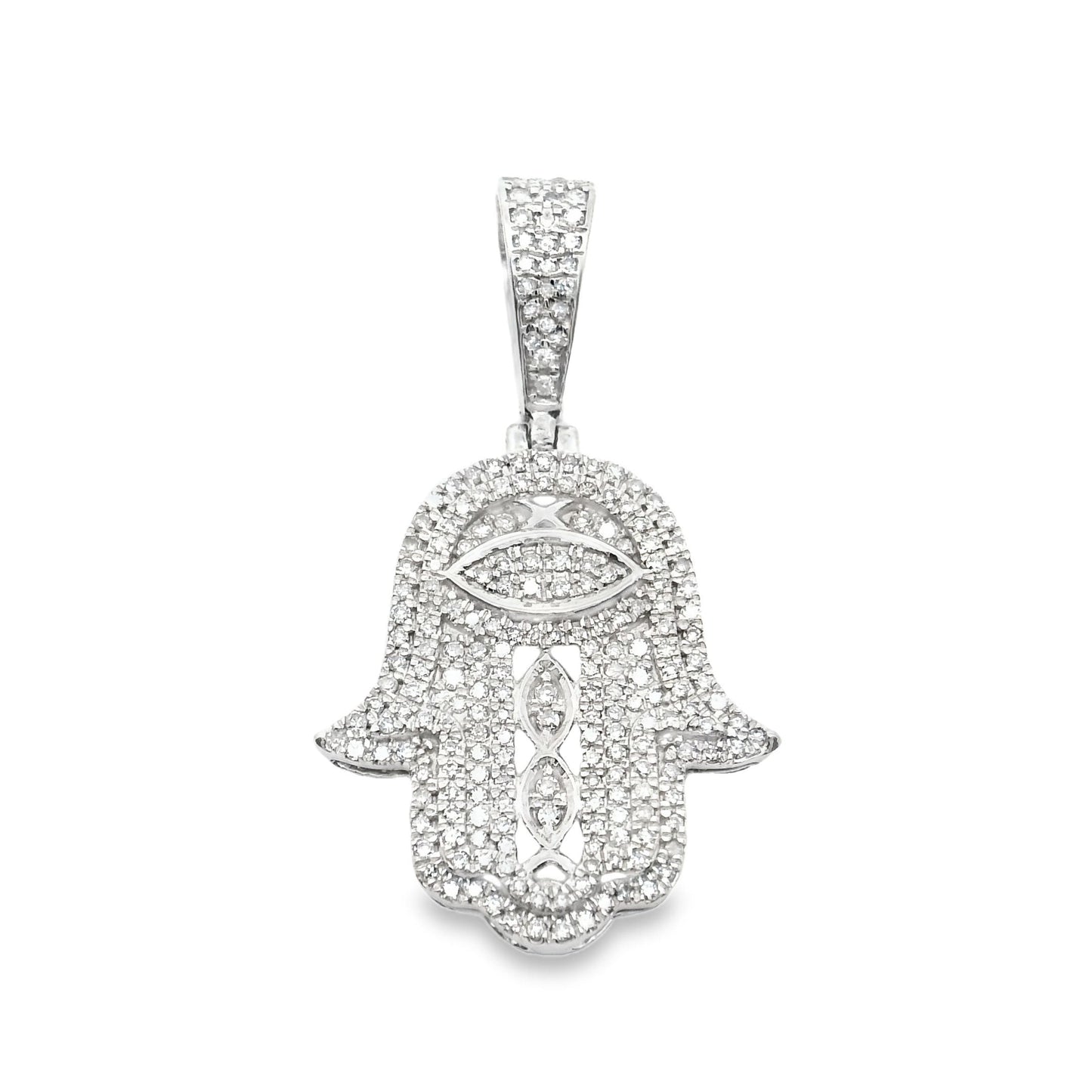 10K Gold Diamond Hamsa Pendant