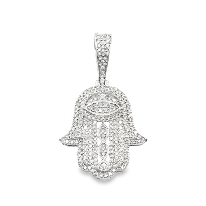 10K Gold Diamond Hamsa Pendant