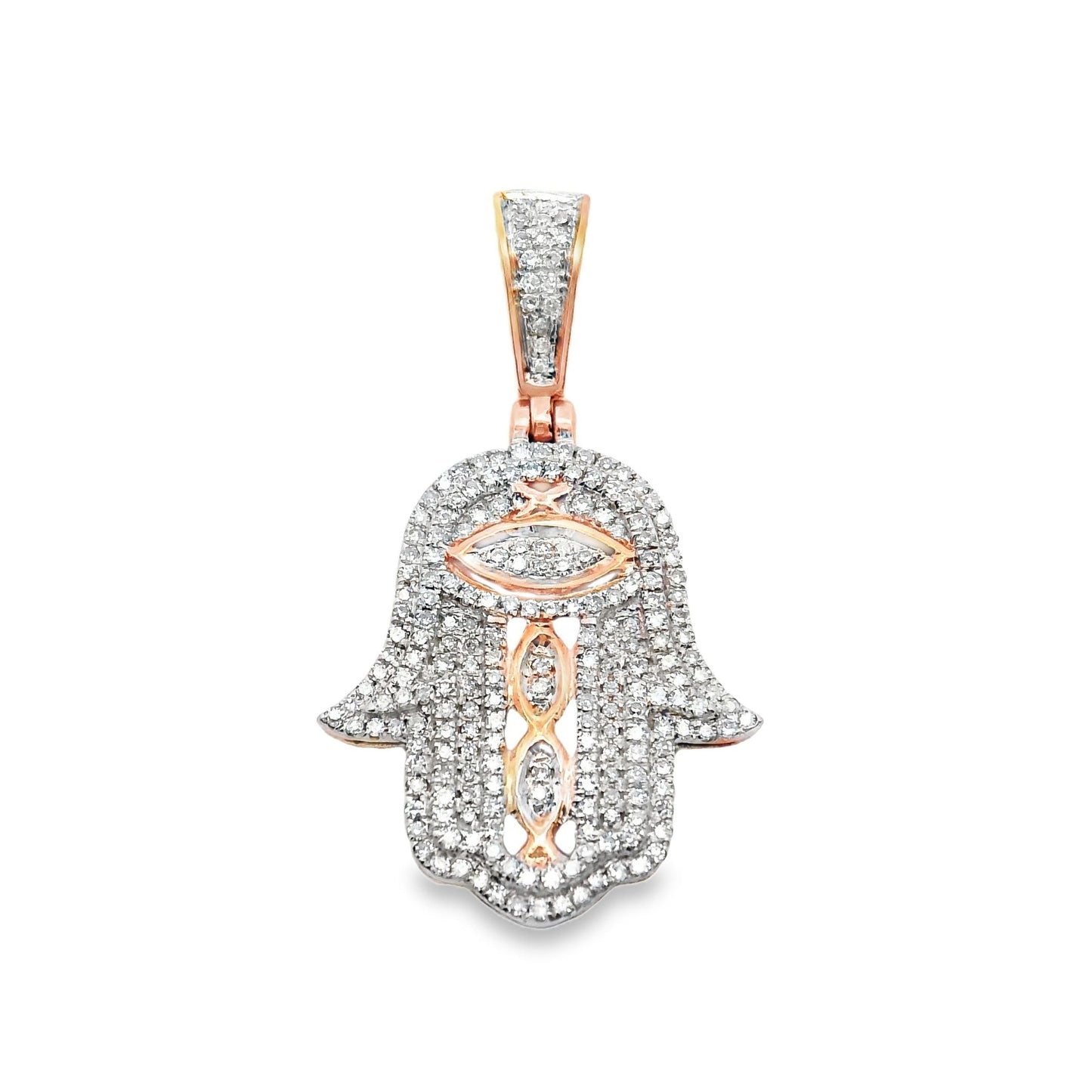 10K Gold Diamond Hamsa Pendant