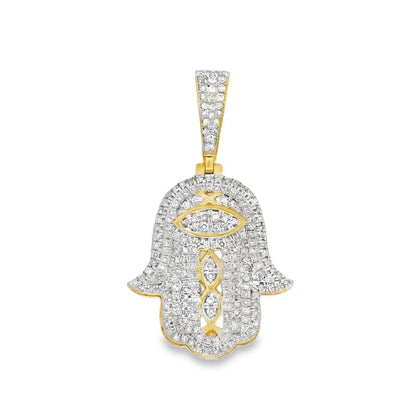 10K Gold Diamond Hamsa Pendant