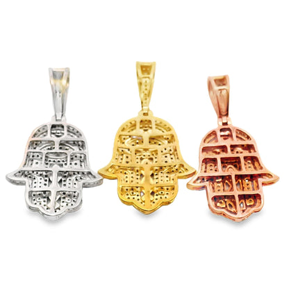 10K Gold Diamond Hamsa Pendant