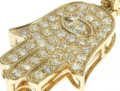 14K Gold Hamsa Diamond Pendant