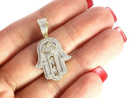 10K Gold Diamond Hamsa Pendant