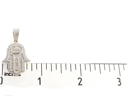 10K Gold Diamond Hamsa Pendant