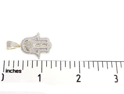 10K Gold Diamond Hamsa Pendant
