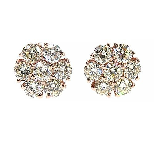 14K Gold Diamond Flower Earrings