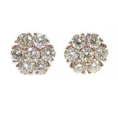 14K Gold Diamond Flower Earrings