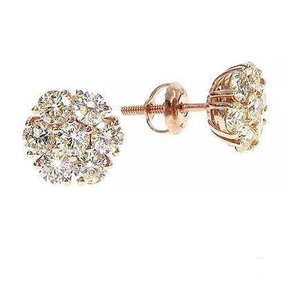 14K Gold Diamond Flower Earrings