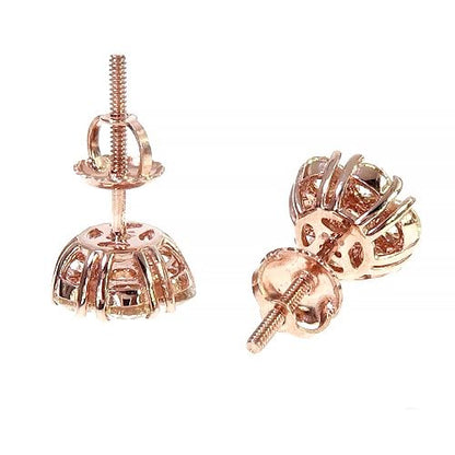 14K Gold Diamond Flower Earrings