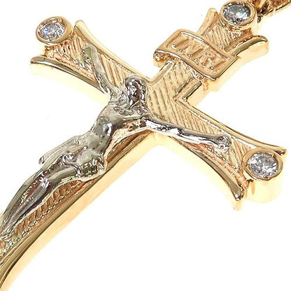 14K Gold 2 Tone Solid Yellow Gold Cross Crucifix