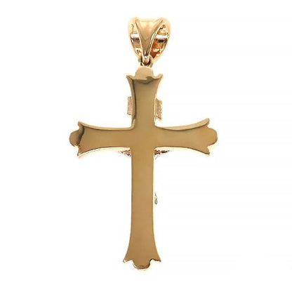 14K Gold 2 Tone Solid Yellow Gold Cross Crucifix