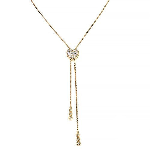14K Heart Diamond Adjustable Choker Necklace 66544