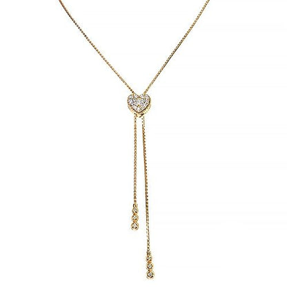 14K Heart Diamond Adjustable Choker Necklace 66544