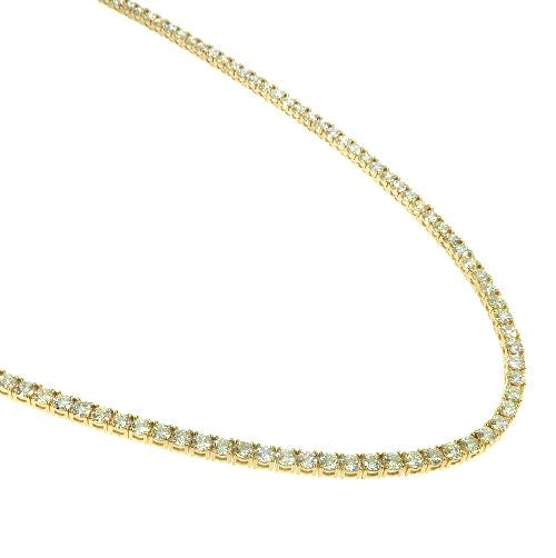 14K Gold Diamond Tennis Chain Necklace 22 Inches 3mm