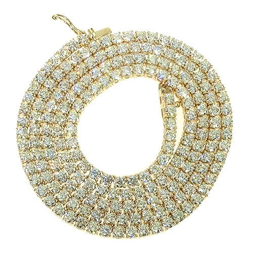 14K Gold Diamond Tennis Chain Necklace 22 Inches 3mm