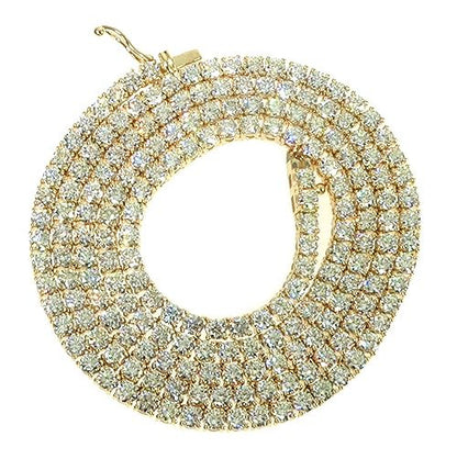 14K Gold Diamond Tennis Chain Necklace 22 Inches 3mm