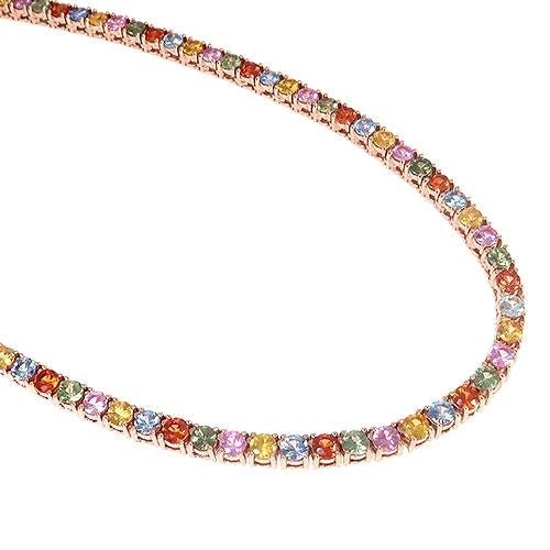 14K Gold Multi Colored Sapphire Tennis Chain
