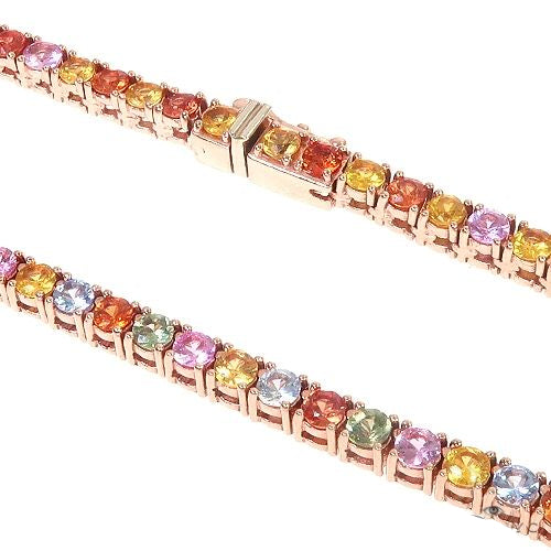 14K Gold Multi Colored Sapphire Tennis Chain