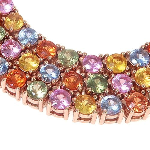 14K Gold Multi Colored Sapphire Tennis Chain
