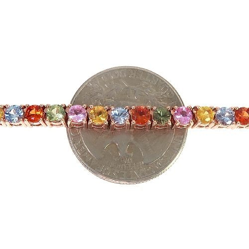 14K Gold Multi Colored Sapphire Tennis Chain