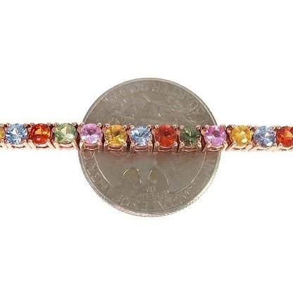 14K Gold Multi Colored Sapphire Tennis Chain