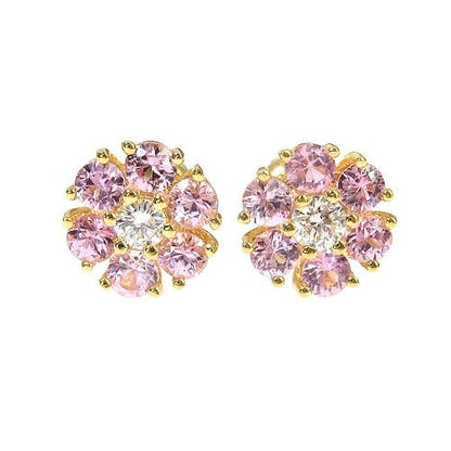 Small Sakura Sapphire Diamond Flower Earrings 66856