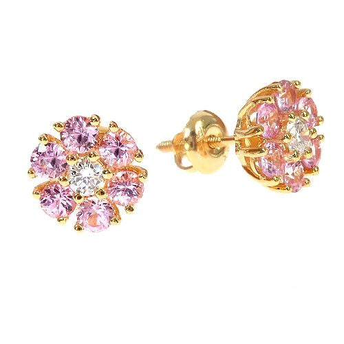 Small Sakura Sapphire Diamond Flower Earrings 66856