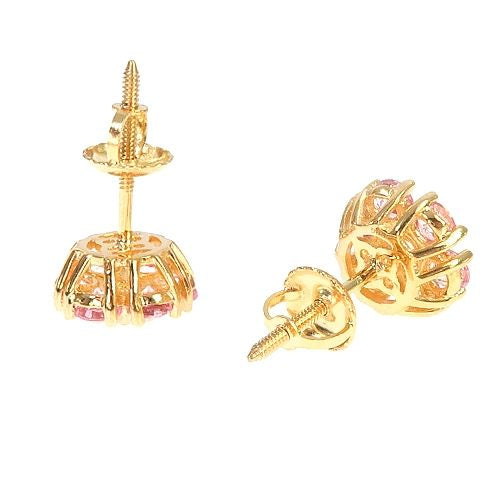 Small Sakura Sapphire Diamond Flower Earrings 66856