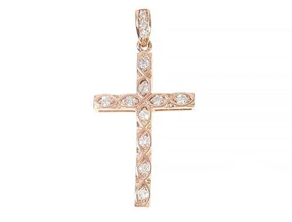Fancy Oval Round Cut Diamond Cross
