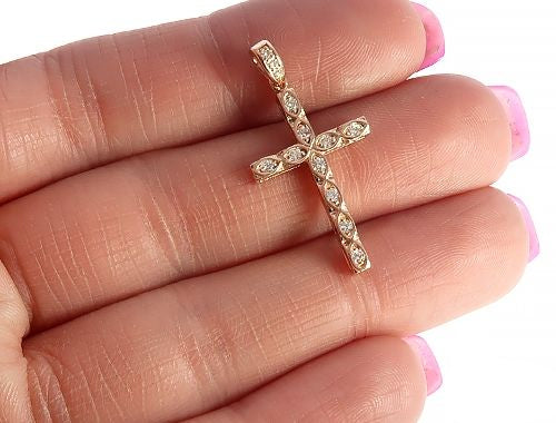 Fancy Oval Round Cut Diamond Cross