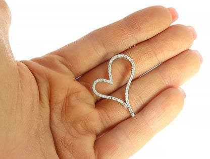 14K White Gold Diamond Heart Pendant