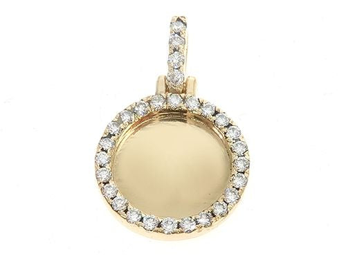 14K Yellow Gold Customizable Photo Pendant 0.50 Inch