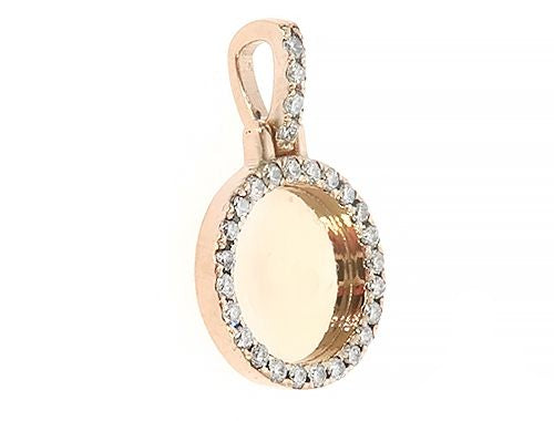 14K Yellow Gold Customizable Photo Pendant 0.50 Inch