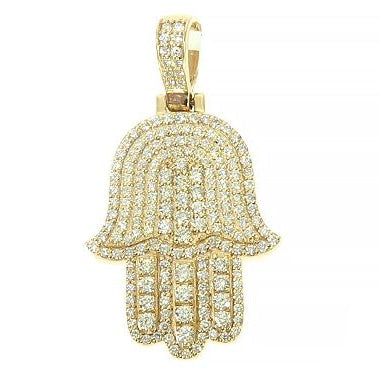 14K Gold Diamond Hamsa Pendant