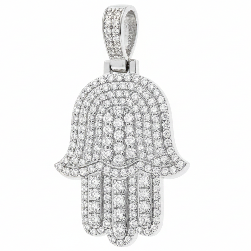 14K Gold Diamond Hamsa Pendant