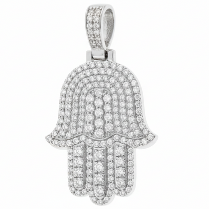 14K Gold Diamond Hamsa Pendant