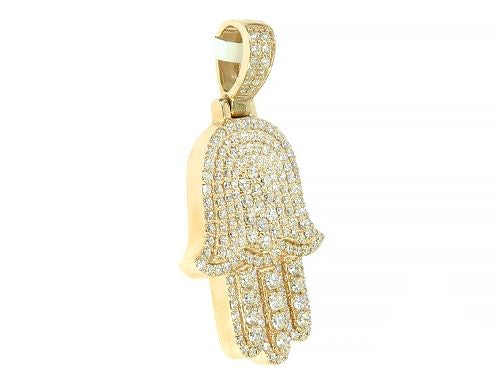 14K Gold Diamond Hamsa Pendant