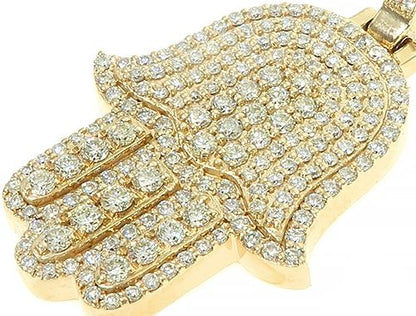 14K Gold Diamond Hamsa Pendant