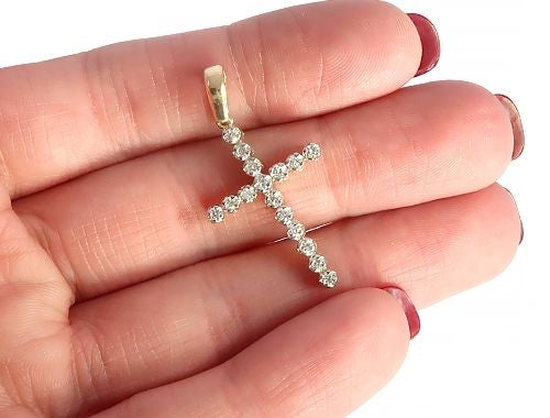 14K Gold Diamond Cross