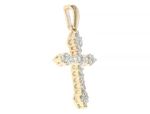 14K Yellow Gold Diamond  Cross