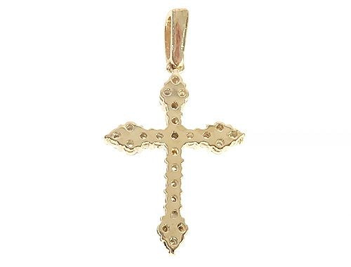 14K Yellow Gold Diamond  Cross