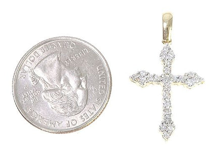 14K Yellow Gold Diamond  Cross