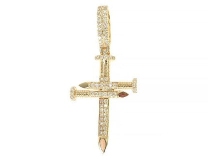 14K Gold Diamond Nail Cross