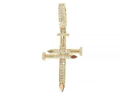 14K Gold Diamond Nail Cross